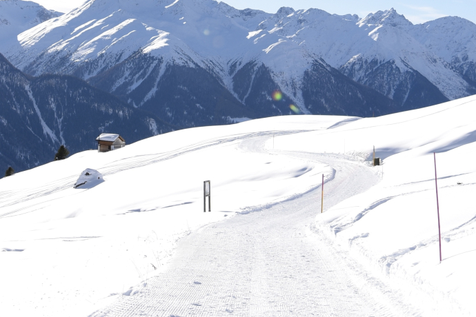 Präparierte Schlittelbahn in Scuol